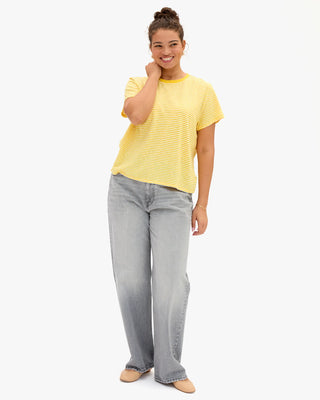 Clare V. Classic Tee, Snapdragon Cream Mini Stripe