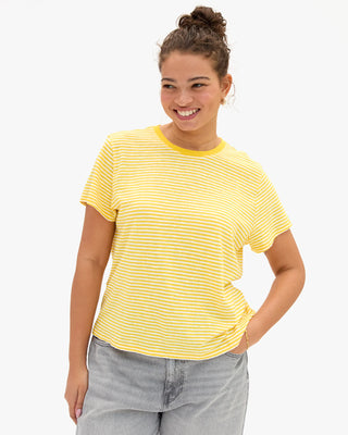 Clare V. Classic Tee, Snapdragon Cream Mini Stripe