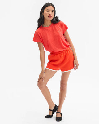 Clare V. Classic Tee w/ V-Stitch, Bright Poppy