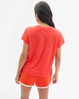 Clare V. Classic Tee w/ V-Stitch, Bright Poppy
