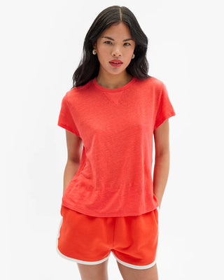 Clare V. Classic Tee w/ V-Stitch, Bright Poppy