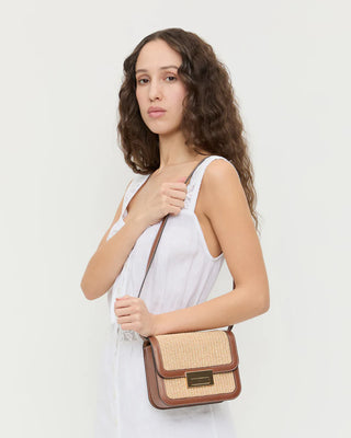 Loeffler Randall Desi Crossbody with Lock Hardware, Natural Cacao