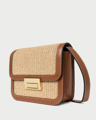 Loeffler Randall Desi Crossbody with Lock Hardware, Natural Cacao