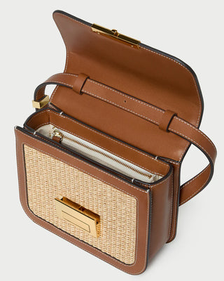 Loeffler Randall Desi Crossbody with Lock Hardware, Natural Cacao