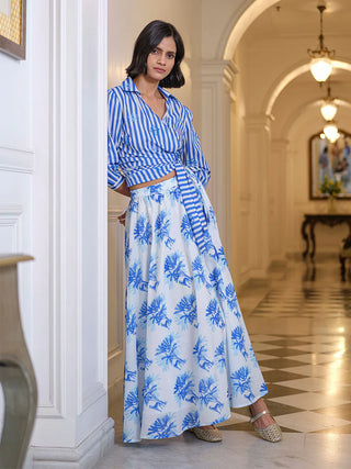 Nimo With Love Lovage Blouse, Stripes Flowers Embroidery