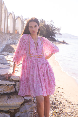 Bell Sylvie Mini Tunic Dress, Pink Gold Stamp