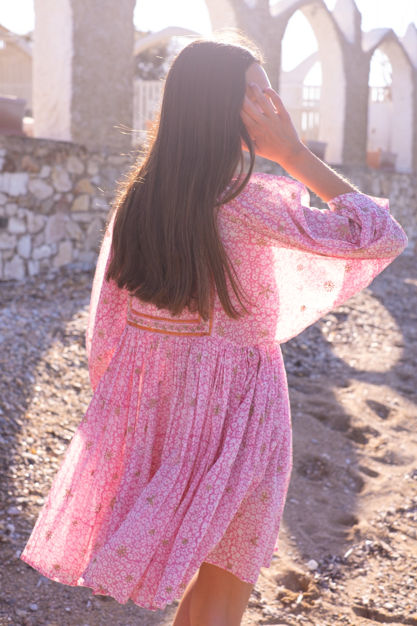 Bell Sylvie Mini Tunic Dress, Pink Gold Stamp