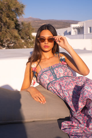 Bell Maggie Dress, Pink Turquoise Floral