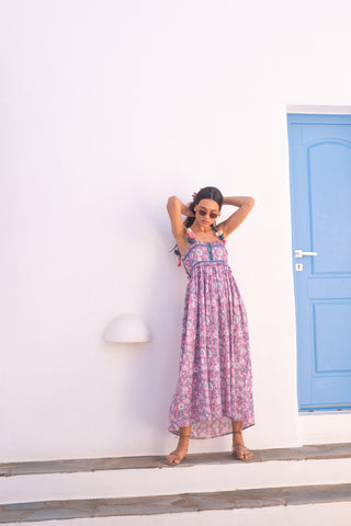 Bell Maggie Dress, Pink Turquoise Floral