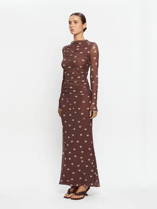 Kivari Edie Mesh Maxi Dress, Brown