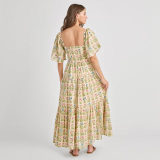 Pink Chicken Marilyn Bell Sleeve Dress, Leafy Floral