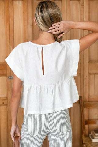 TS Love Tomas Dolman Peplum Top, Ivory Linen