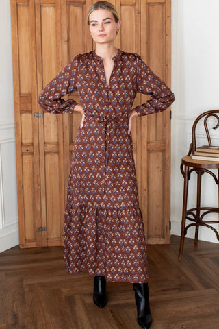 Love Tomas Frances 3 Dress, Library Flowers Cocoa