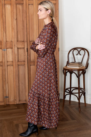 Love Tomas Frances 3 Dress, Library Flowers Cocoa