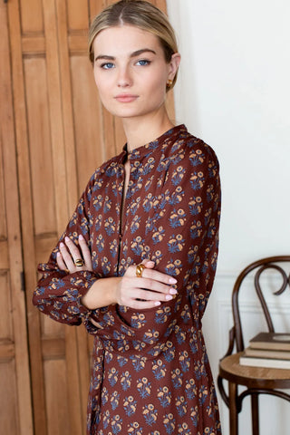 Love Tomas Frances 3 Dress, Library Flowers Cocoa