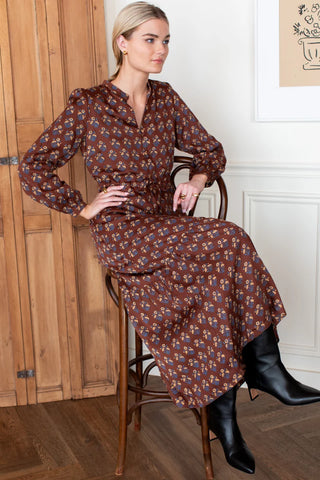 Love Tomas Frances 3 Dress, Library Flowers Cocoa