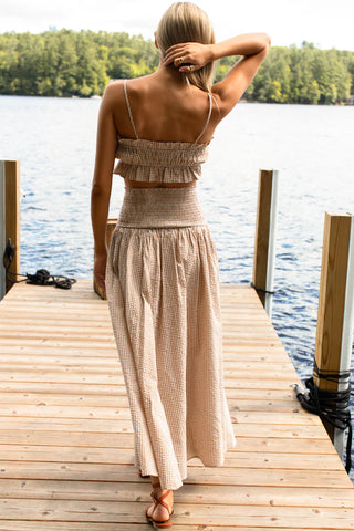 Love Tomas Emerson Fry Smocked Maxi Skirt, Cafe Check