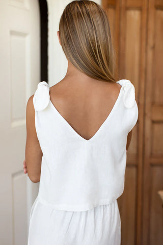 Emerson Fry Tie Shoulder Mod Top, Ivory Linen