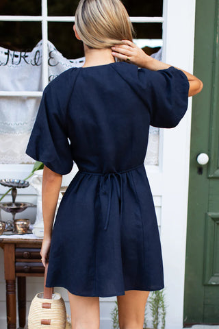 Love Tomas Bastille Short Dress, Midnight Linen