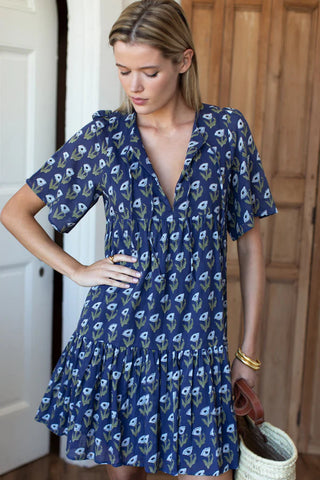 TS Love Tomas Isla Dress 2, Pressed Poppies Blue Indigo