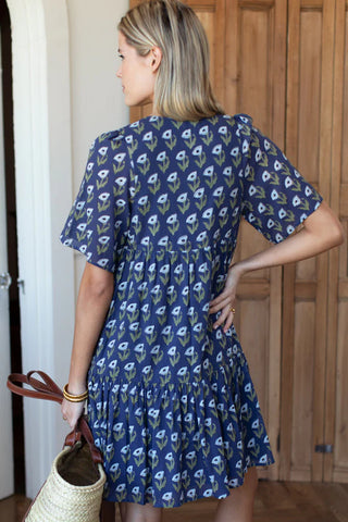 TS Love Tomas Isla Dress 2, Pressed Poppies Blue Indigo