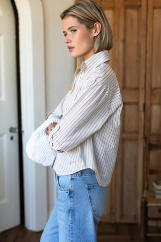Emerson Fry Oversize Pocket Short Shirt, Rust Stripe