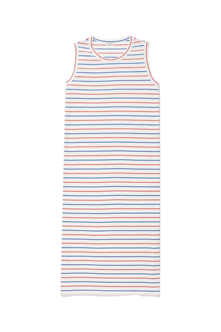 Kule The Tank Dress, White Blue Poppy Pinstripe