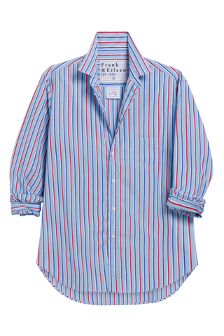 Frank & Eileen Eileen Relaxed Button-Up Shirt, Light Blue Red Stripe