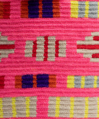 Guanabana Aries Short Macrame Handle Crossbody, Neon Pink & Multi