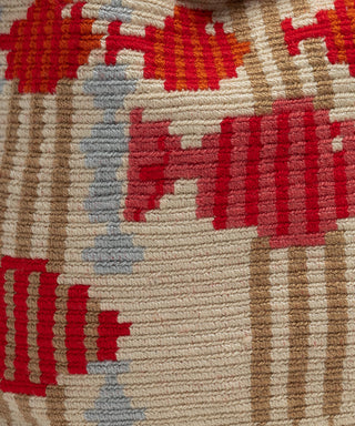 Guanabana Cepheus Short Macrame Handle Crossbody, Beige & Red