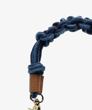 Guanabana Antlia Short Macrame Handle Crossbody, Blue & Toast