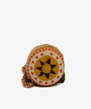 Guanabana Sophia Short Macrame Handle Crossbody, Mustard