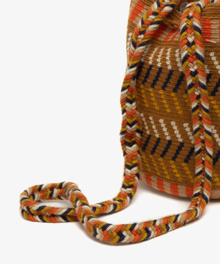 Guanabana Sophia Short Macrame Handle Crossbody, Mustard