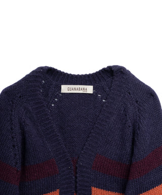 Guanabana Juana Baby Alpaca Cardigan, Navy & Terracota