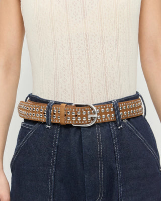 Loeffler Randall Isaac Studded Belt, Cacao