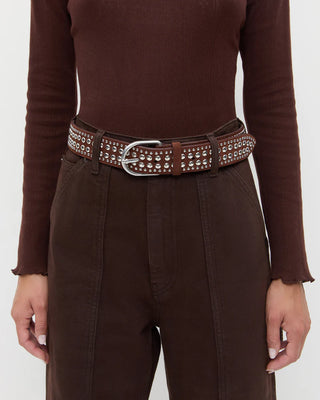Loeffler Randall Isaac Studded Belt, Espresso