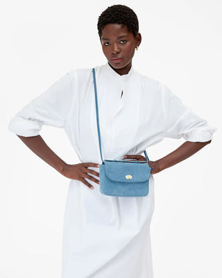 Clare V. Kathryn Suede Bag, Desert Blue