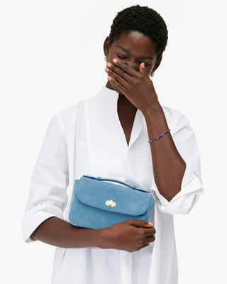 Clare V. Kathryn Suede Bag, Desert Blue