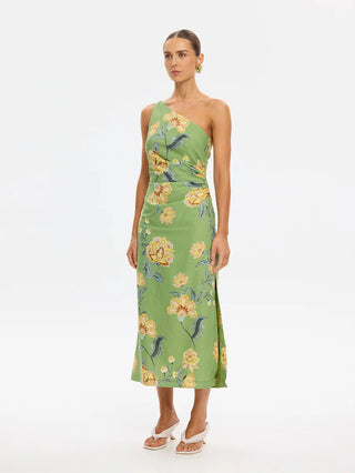 Kivari Eve One Shoulder Midi Dress, Green