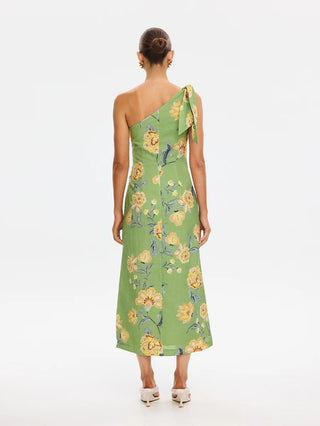 Kivari Eve One Shoulder Midi Dress, Green