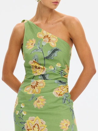 Kivari Eve One Shoulder Midi Dress, Green