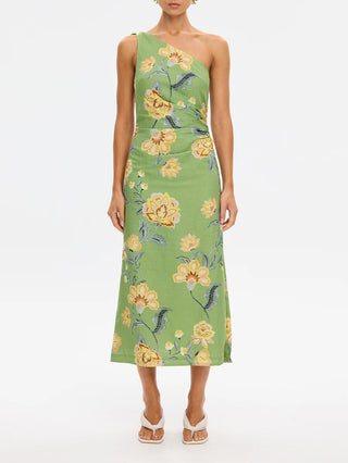 Kivari Eve One Shoulder Midi Dress, Green