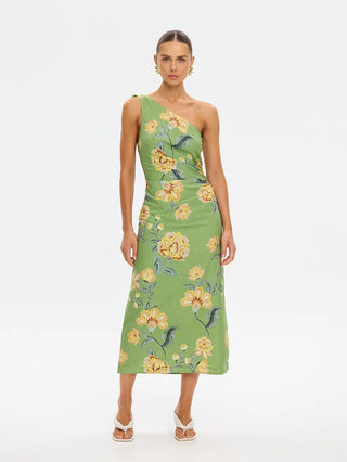 Kivari Eve One Shoulder Midi Dress, Green