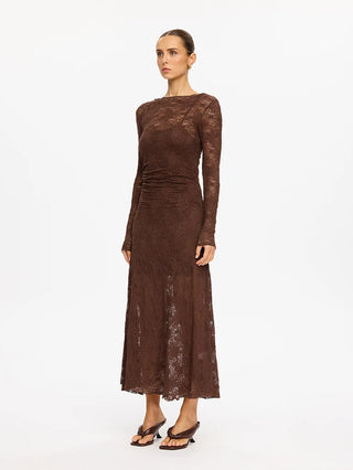Kivari Marie Lace Maxi Dress, Chocolate