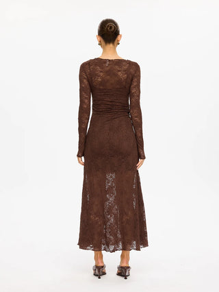 Kivari Marie Lace Maxi Dress, Chocolate