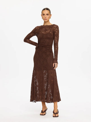 Kivari Marie Lace Maxi Dress, Chocolate