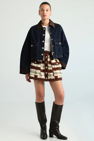 Cara Cara Fatima Skirt, Painted Plaid Brown