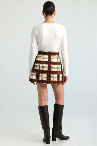 Cara Cara Fatima Skirt, Painted Plaid Brown