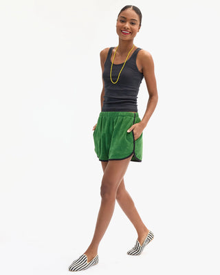 Clare V. La Plage Terry Cloth Shorts, Basil
