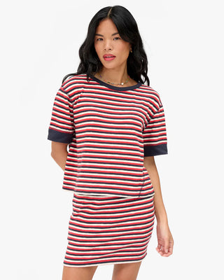 Clare V. Le Bateau Tee, Navy Cherry Red Cream Stripe